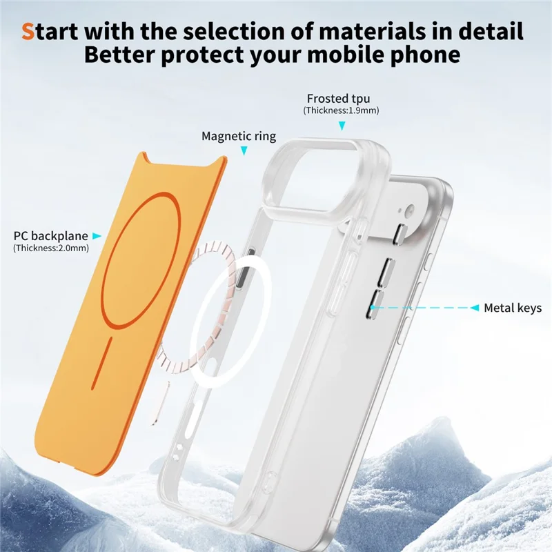 Étui pour iPhone Air Compatible avec MagSafe, Peau Tactile TPU PC Couverture Arrière de Téléphone - Orange