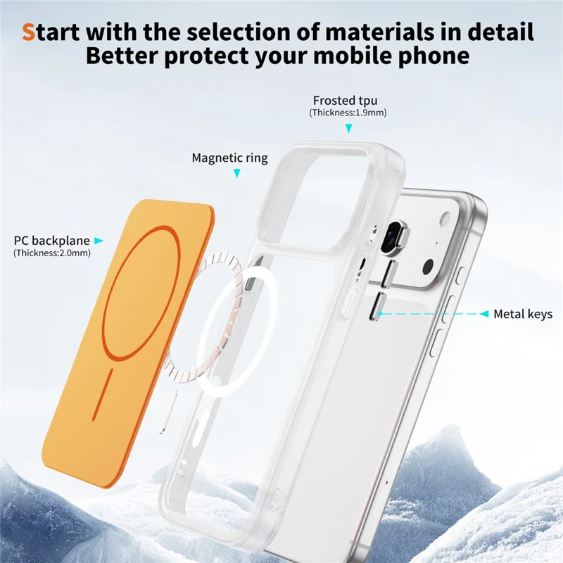 Étui pour iPhone 17 Pro Max Compatible avec MagSafe Peau Toucher TPU PC Couvercle Arrière du Téléphone - Orange