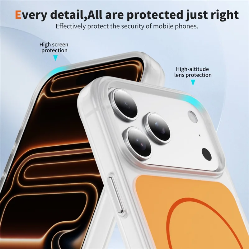 Étui pour iPhone 17 Pro Max Compatible avec MagSafe Peau Toucher TPU PC Couvercle Arrière du Téléphone - Orange