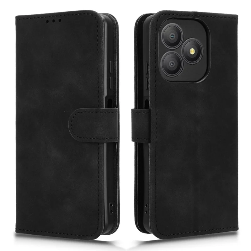 Für Blackview Wave 9C Lederhülle Hautgefühl Stoßfest Geldbörse Flip Handyhülle - Schwarz