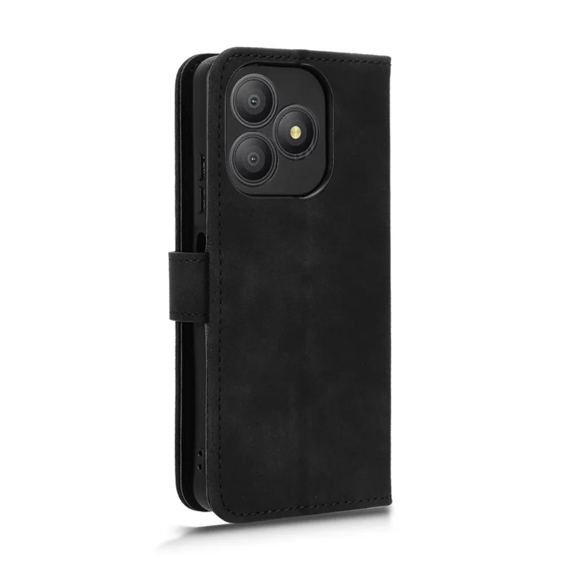 Für Blackview Wave 9C Lederhülle Hautgefühl Stoßfest Geldbörse Flip Handyhülle - Schwarz