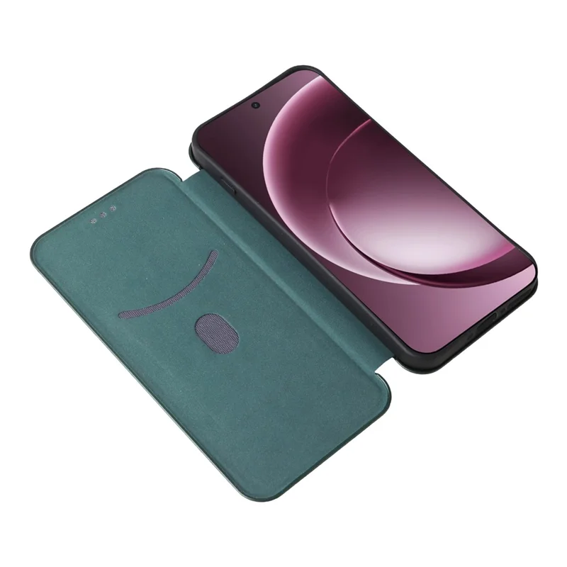 Fodral för OnePlus 15 5G med kolfiberstruktur, skärmstötsskydd, PU-läder, mobilhölse - Grön