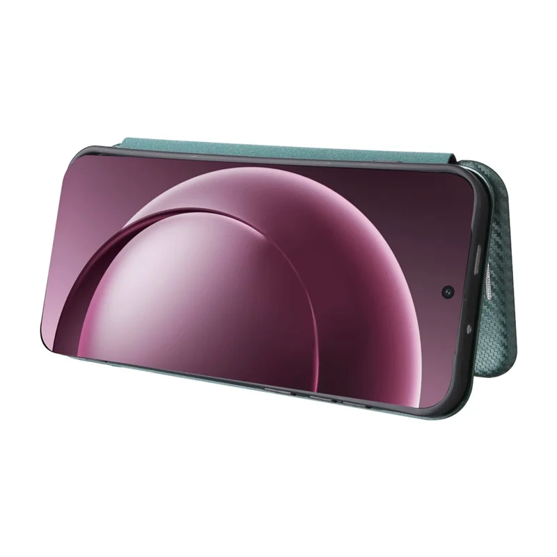 Fodral för OnePlus 15 5G med kolfiberstruktur, skärmstötsskydd, PU-läder, mobilhölse - Grön