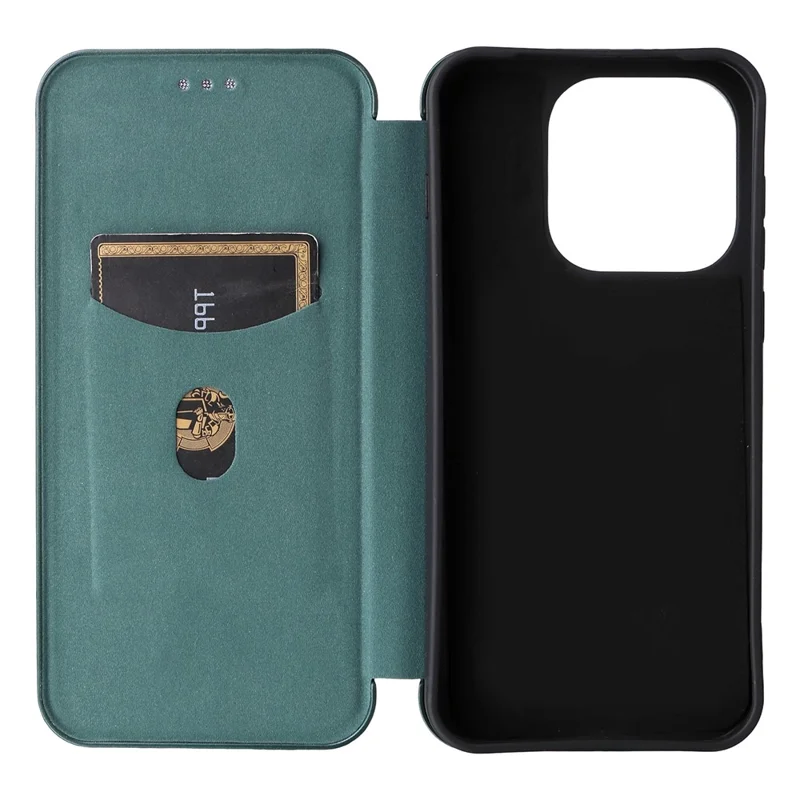 Fodral för OnePlus 15 5G med kolfiberstruktur, skärmstötsskydd, PU-läder, mobilhölse - Grön