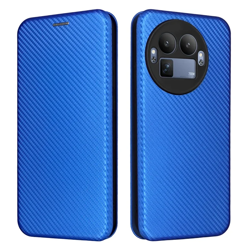 Per Realme GT 8 Pro 5G Case Fibra di Carbonio Texture Resistente agli Urti Custodia in Pelle PU - Blu