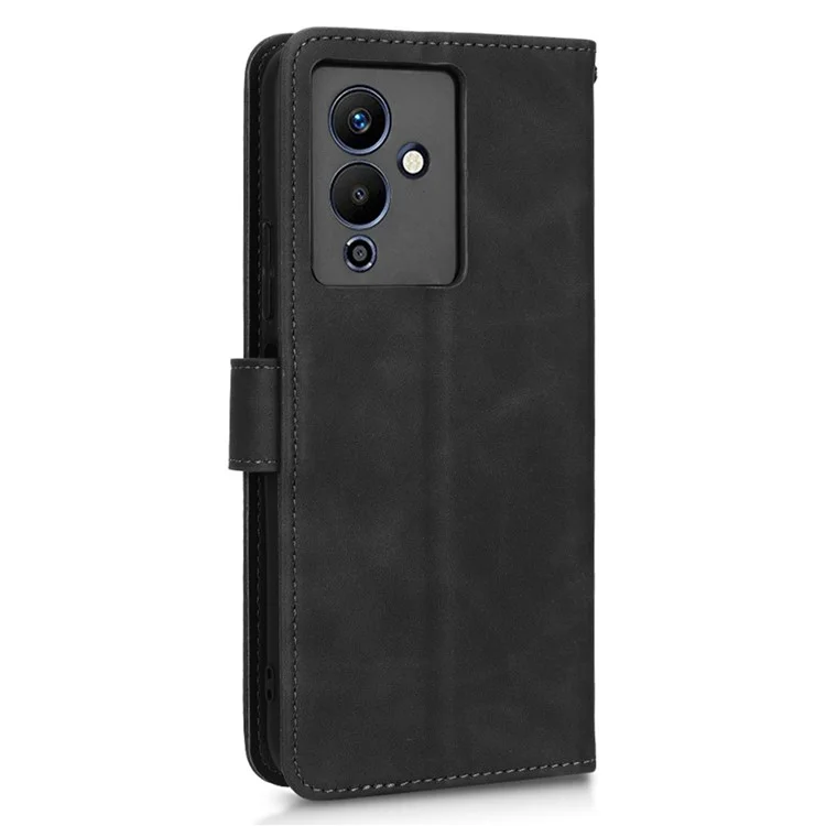 For Infinix Note 12 5G Skin-Touch Feeling Wallet Stand Phone Case PU Leather Full Protection Magnetic Clasp Cover - Black