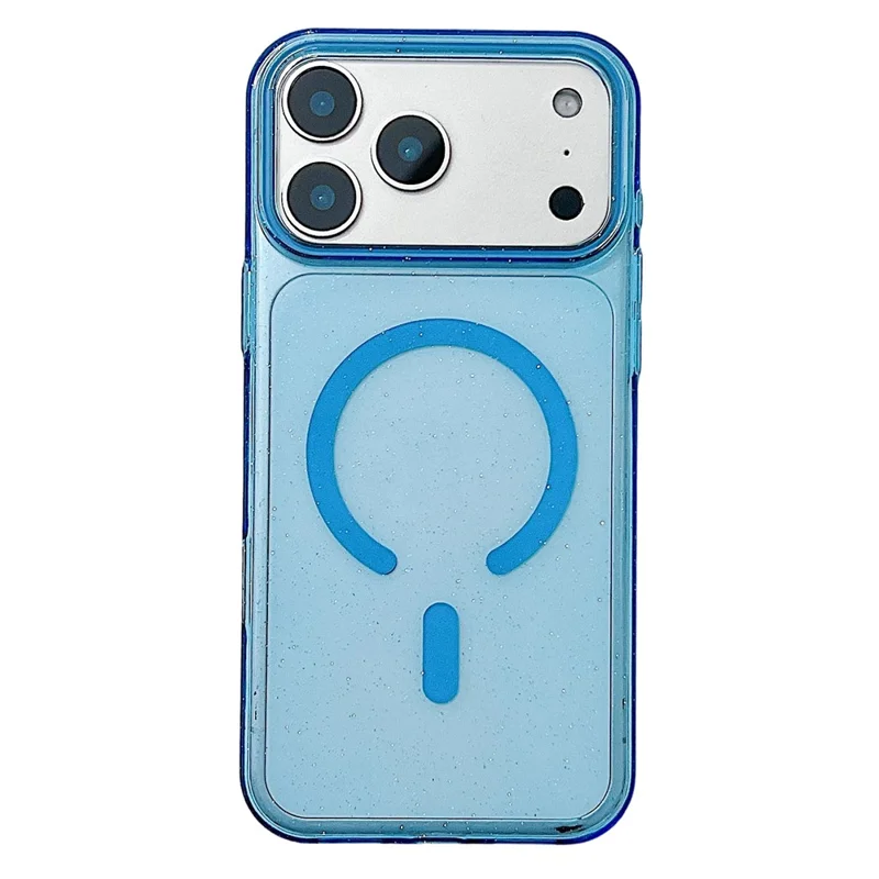 Étui pour iPhone 17 Pro Max compatible avec MagSafe Coque de téléphone arrière en PC transparent et pailleté antichoc - Bleu foncé