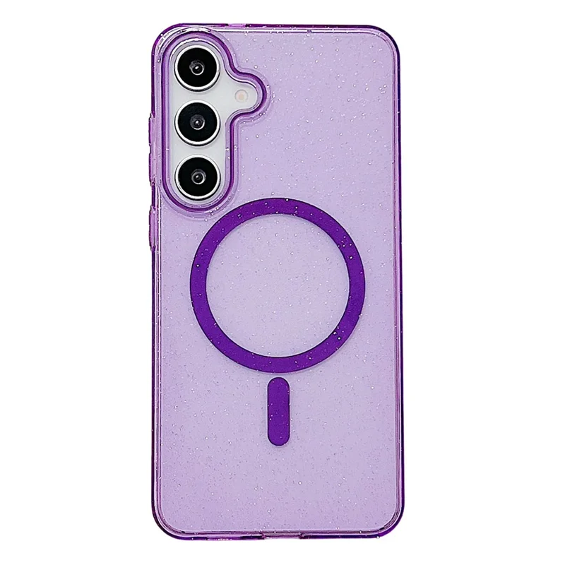 For Samsung Galaxy S25 Ultra Magnetic Case Clear Glitter Shockproof PC Phone Back Cover - Purple