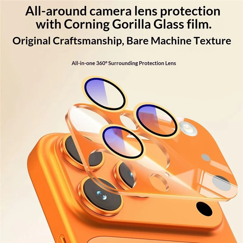 Compra em Massa para Capa Magnética do iPhone 16 Pro Max - Transformar em Capa de Telefone TPU + PC com Película de Lente de Vidro - Laranja