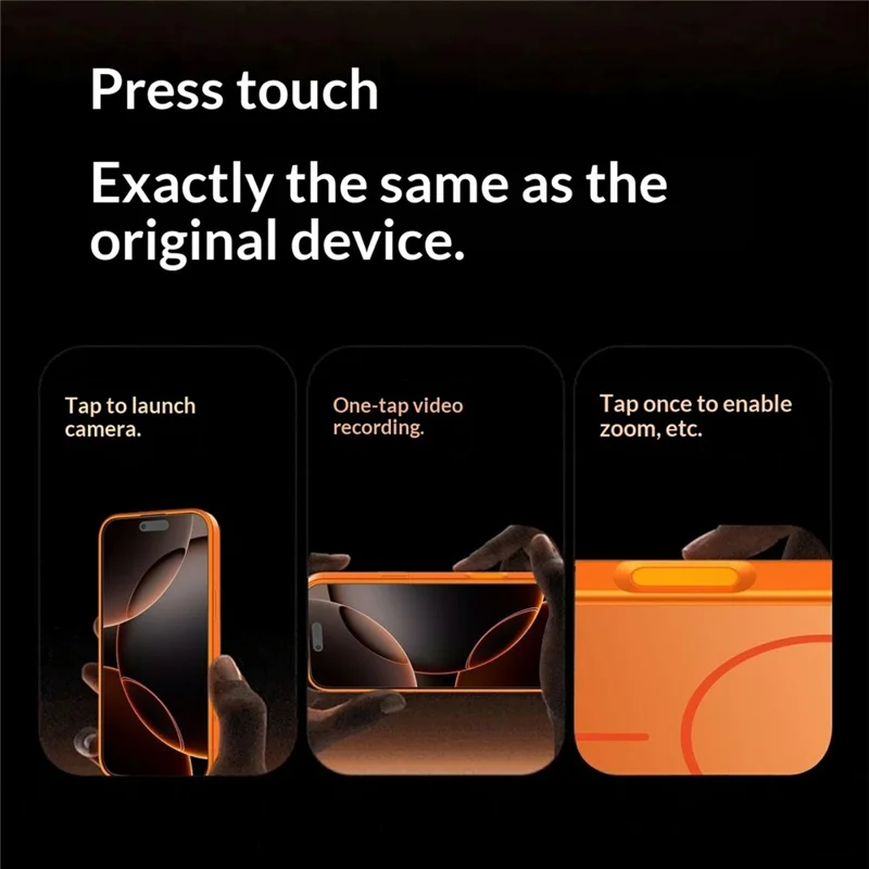 Compra em Massa para Capa Magnética do iPhone 16 Pro Max - Transformar em Capa de Telefone TPU + PC com Película de Lente de Vidro - Laranja