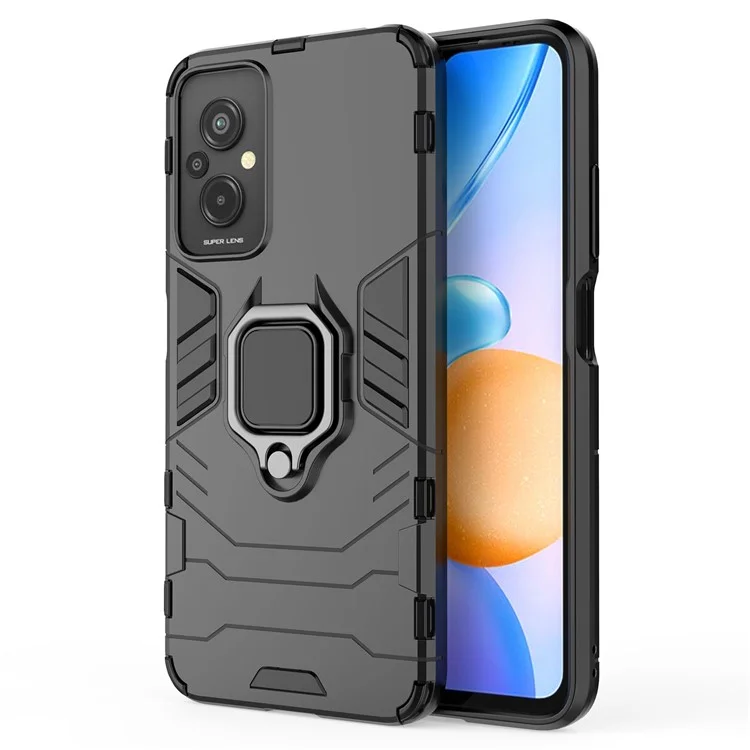 Pour Xiaomi Redmi 11 Prime 4G Hing Honder Buckstand Téléphone Hard PC Soft TPU Anti-drop Couvercle de Protection - le Noir