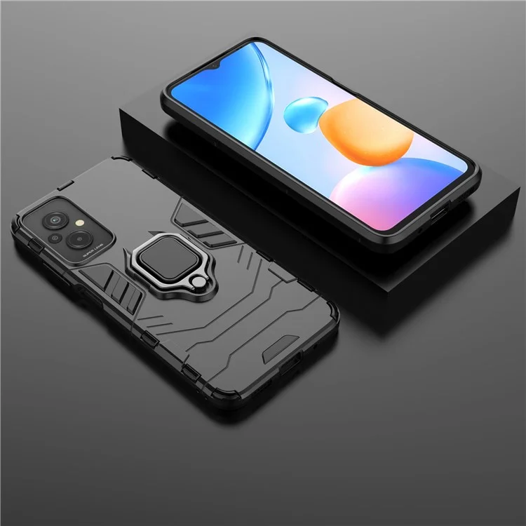 Pour Xiaomi Redmi 11 Prime 4G Hing Honder Buckstand Téléphone Hard PC Soft TPU Anti-drop Couvercle de Protection - le Noir