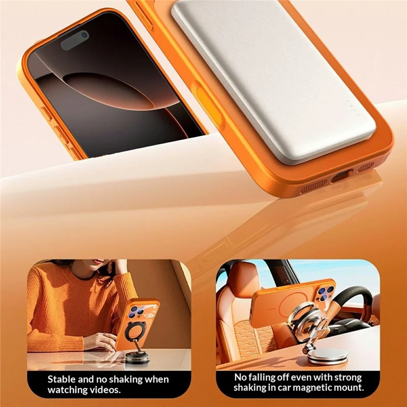 Großhandel für iPhone 17 Pro Hülle, kompatibel mit MagSafe, TPU + PC Handyhülle mit Glaslinsenfolie - Orange