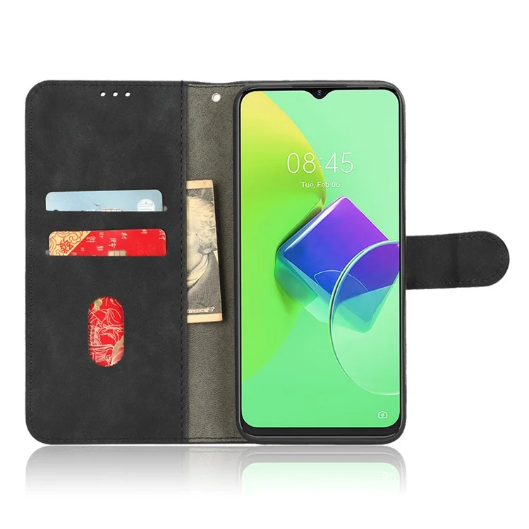 Pour Tecno Camon 19 Pro 5G 5G Spratch Skin-touch Feeling pu Leather Case Folio Flip Stand Téléphone Couverture du Portefeuille - le Noir
