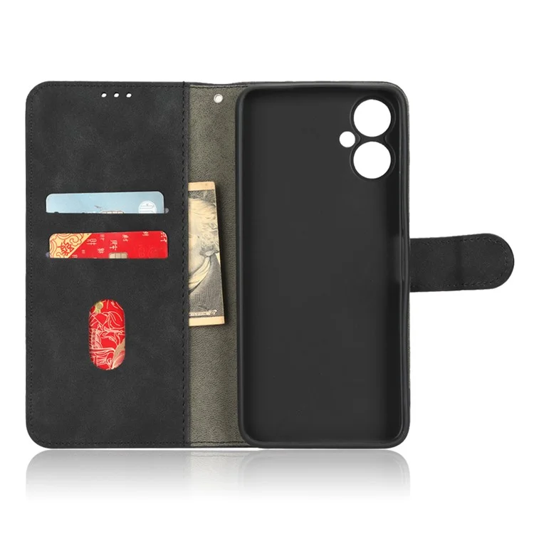 Pour Tecno Camon 19 Pro 5G 5G Spratch Skin-touch Feeling pu Leather Case Folio Flip Stand Téléphone Couverture du Portefeuille - le Noir