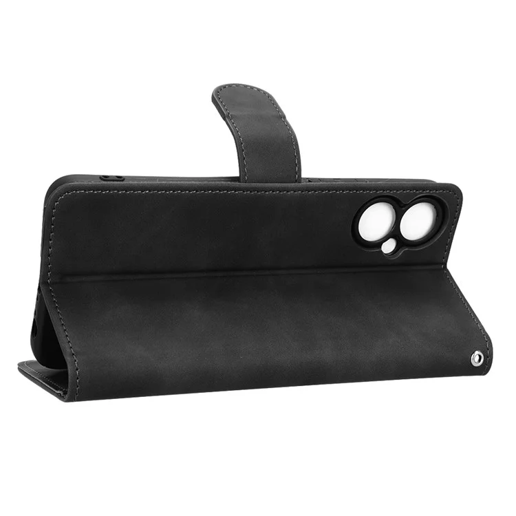 Pour Tecno Camon 19 Pro 5G 5G Spratch Skin-touch Feeling pu Leather Case Folio Flip Stand Téléphone Couverture du Portefeuille - le Noir