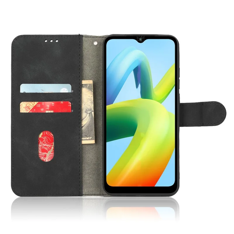 Pour Xiaomi Redmi A1+ 4G / A2+ 4G / Poco C50 4G Skin-touch Feeling Wallet Stand Phone Case Folio Flip PU Leather + TPU Cover - Noir