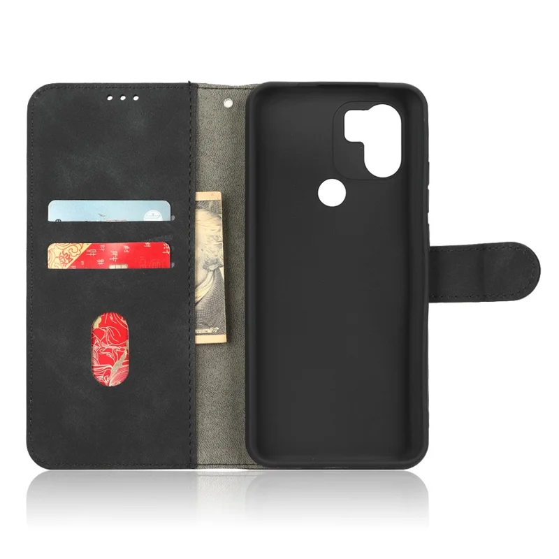 Pour Xiaomi Redmi A1+ 4G / A2+ 4G / Poco C50 4G Skin-touch Feeling Wallet Stand Phone Case Folio Flip PU Leather + TPU Cover - Noir