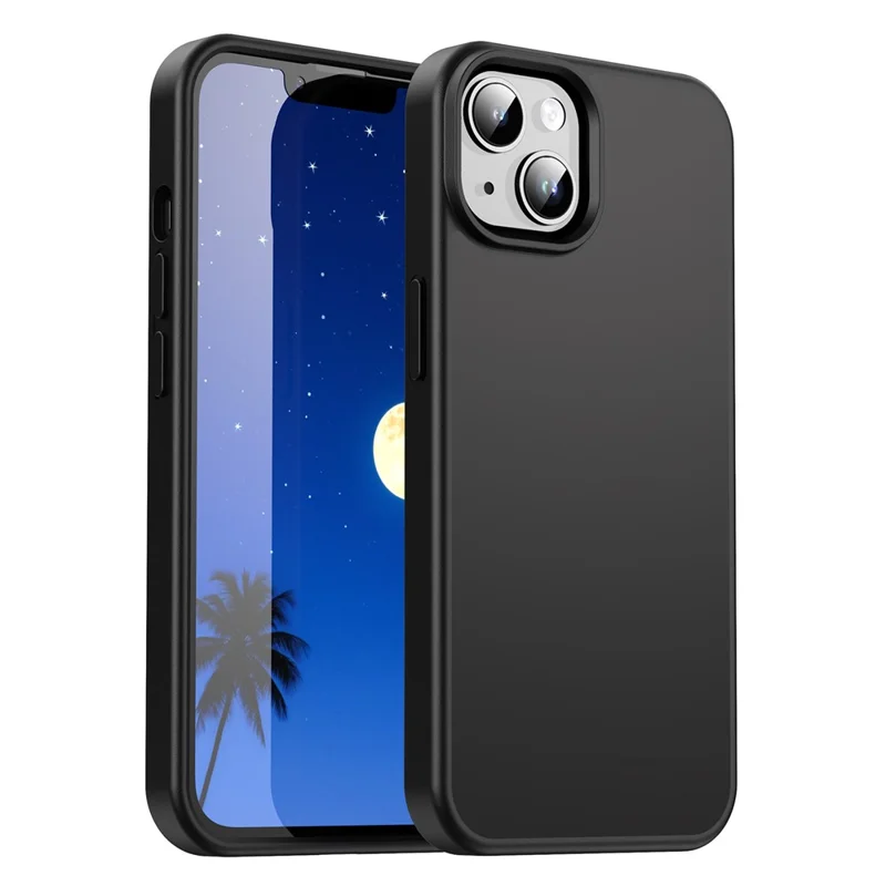 For iPhone 14  /  13 Case Skin Touch Matte Anti Drop TPU PC Phone Back Cover - All Black