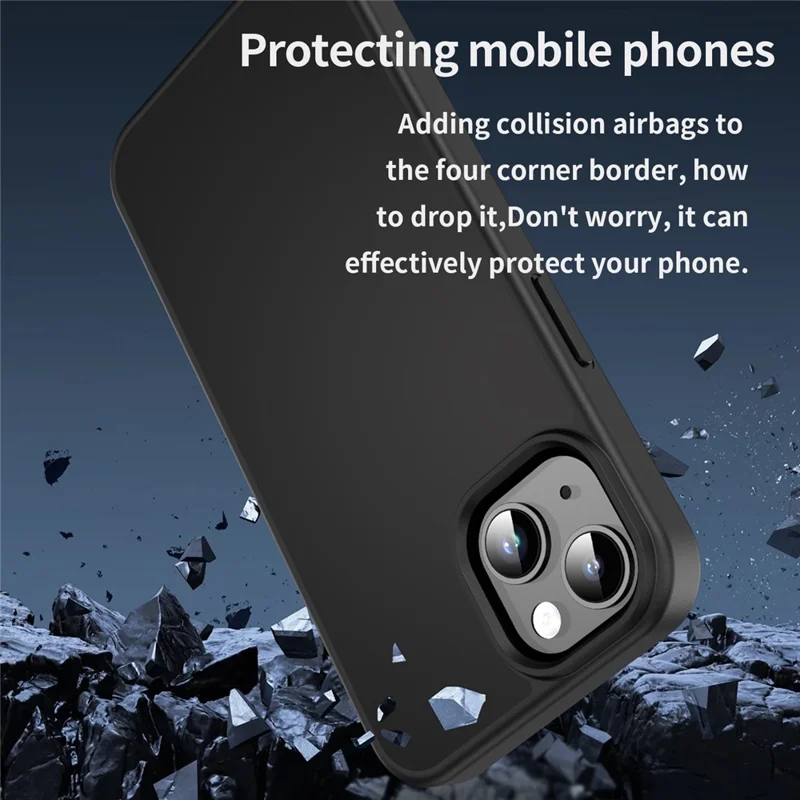 For iPhone 14  /  13 Case Skin Touch Matte Anti Drop TPU PC Phone Back Cover - All Black