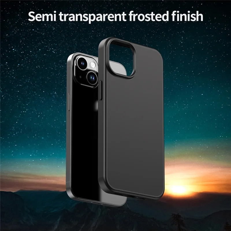 For iPhone 14  /  13 Case Skin Touch Matte Anti Drop TPU PC Phone Back Cover - All Black