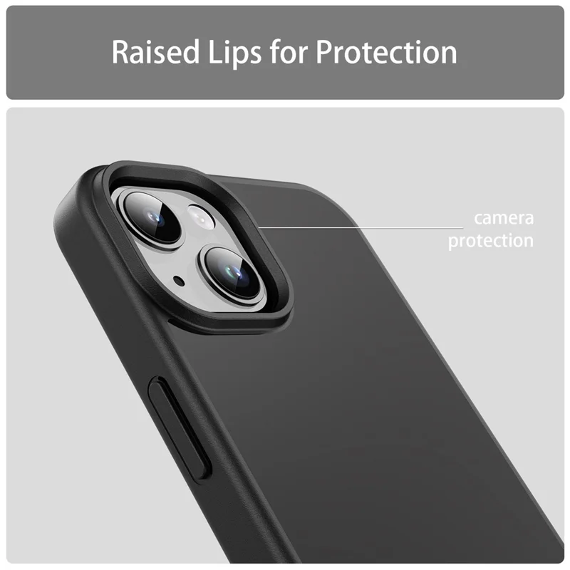 For iPhone 14  /  13 Case Skin Touch Matte Anti Drop TPU PC Phone Back Cover - All Black