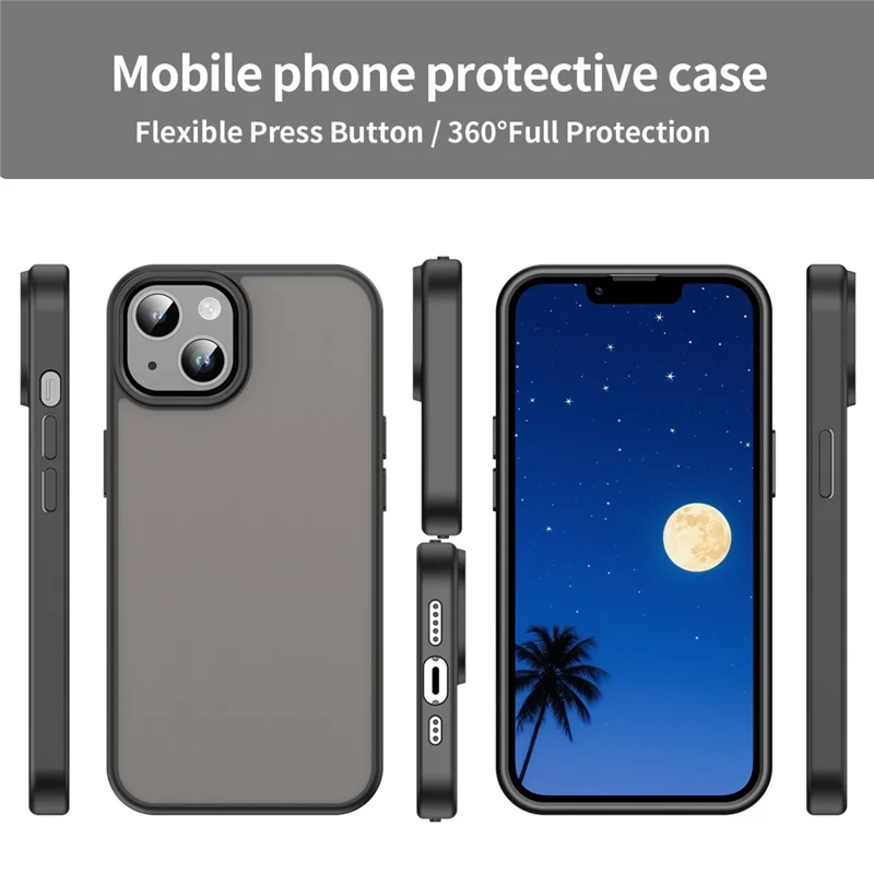 Étui/Peau pour iPhone 14 / 13 - Toucher mat anti-chute TPU PC Coque arrière - Noir