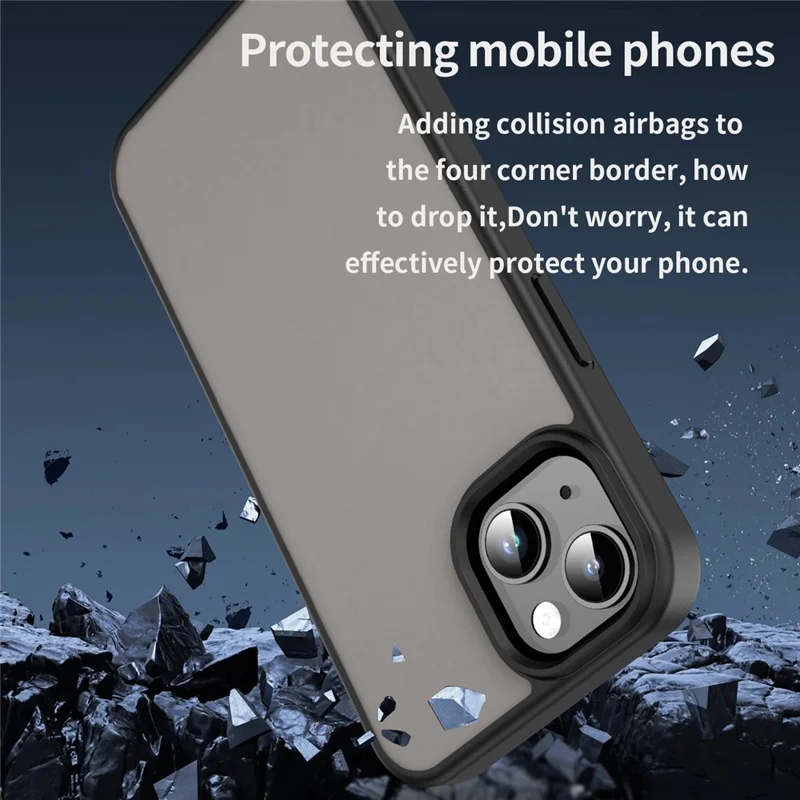 Étui/Peau pour iPhone 14 / 13 - Toucher mat anti-chute TPU PC Coque arrière - Noir