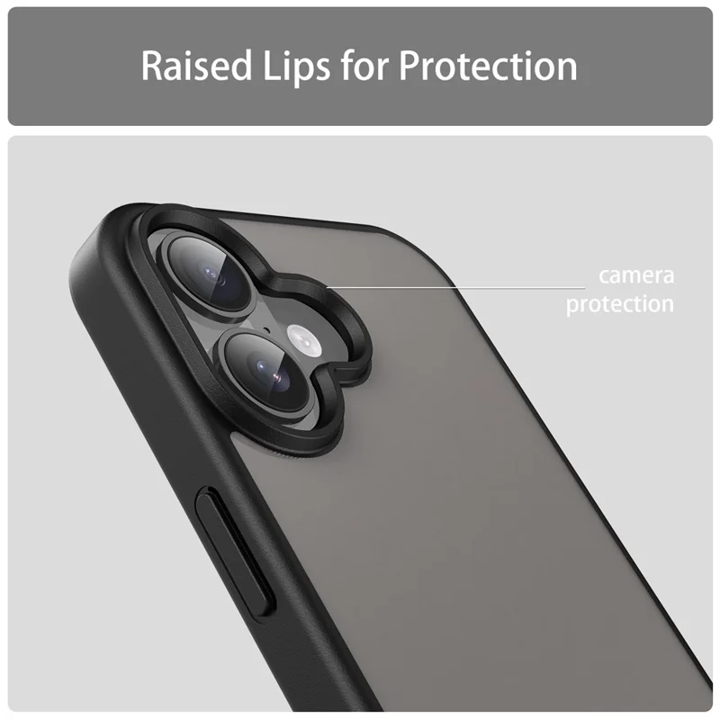 Custodia per iPhone 16 Plus Skin Touch Matte Anti Drop TPU PC Copertura posteriore del telefono - Nero