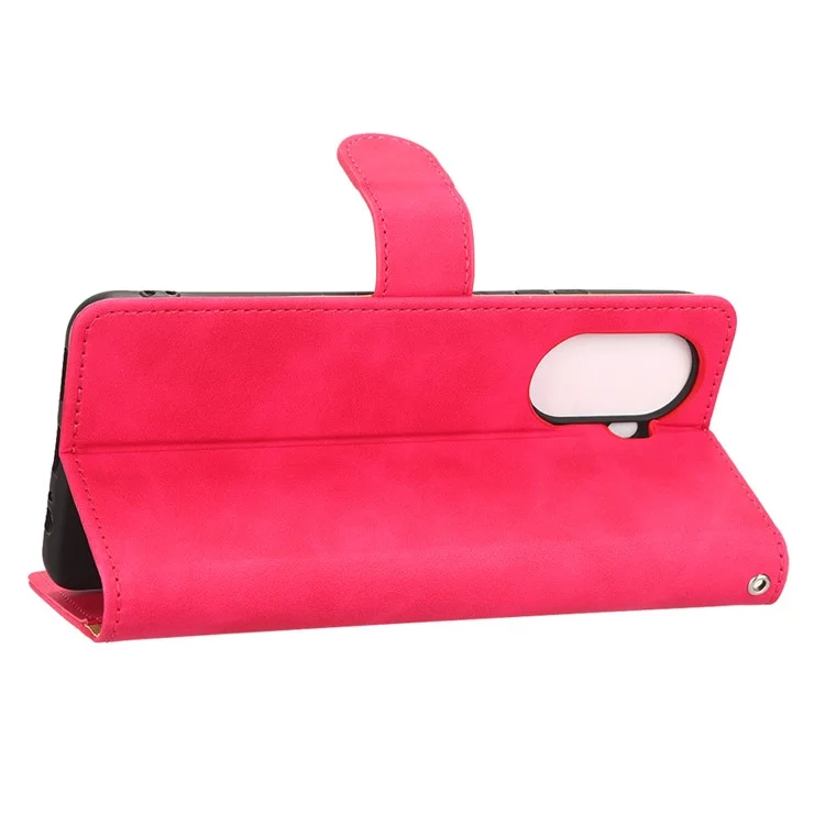 Für Huawei Nova Y70 4G Hauttouch Feeling Telefon Shell Wallet Stand Phone Hülle Folio PU Leder + Tpu-abdeckung - Rose