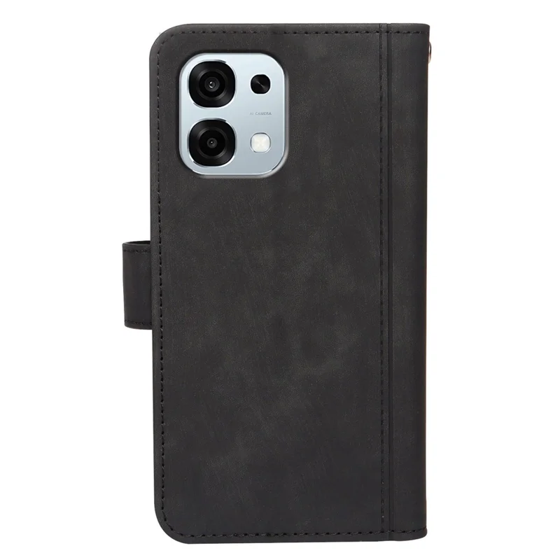 For Oppo A6 Pro 5G Case Line Pattern Wallet Phone Cover with 9 Card Slots - Black