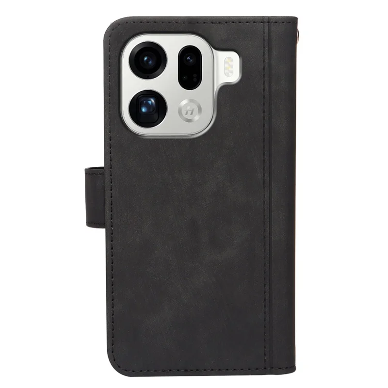 Для Oppo Find X9 Pro 5G Кожаный чехол Линейный узор Чехол-кошелек с 9 слотами для карт - Черный