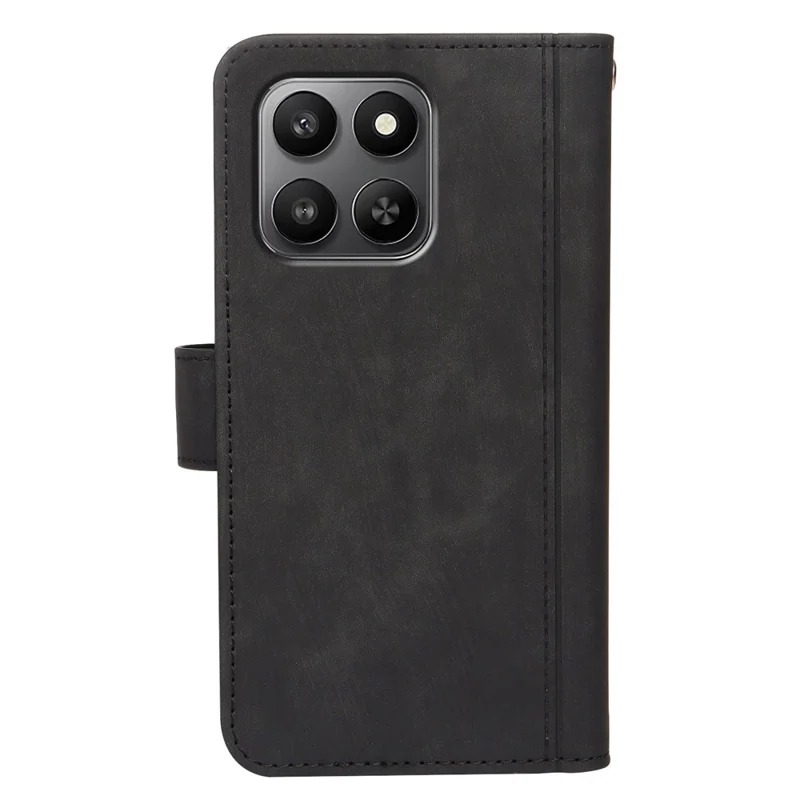 Leren hoesje voor Honor 400 Smart 4G / 400 Smart 5G / X7d 5G / X7d 4G met lijnpatroon, portemonnee telefoonhoesje met 9 kaartvakken - Zwart