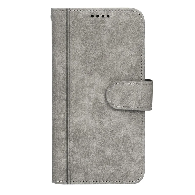 Leather Case For Honor 400 Smart 4G / 400 Smart 5G / X7d 5G / X7d 4G Line Pattern Wallet Phone Cover with 9 Card Slots - Grey