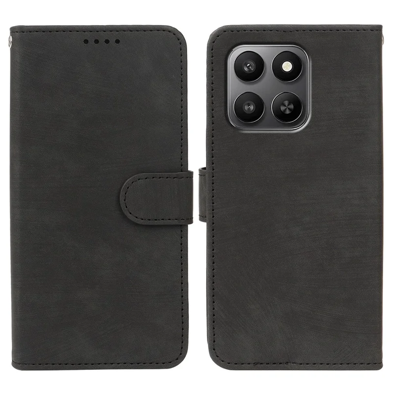 Leren hoesje voor Honor 400 Smart 5G / 400 Smart / X7d 4G / X7d 5G Flip portemonnee gestreepte textuur leren telefoonhoes - Zwart