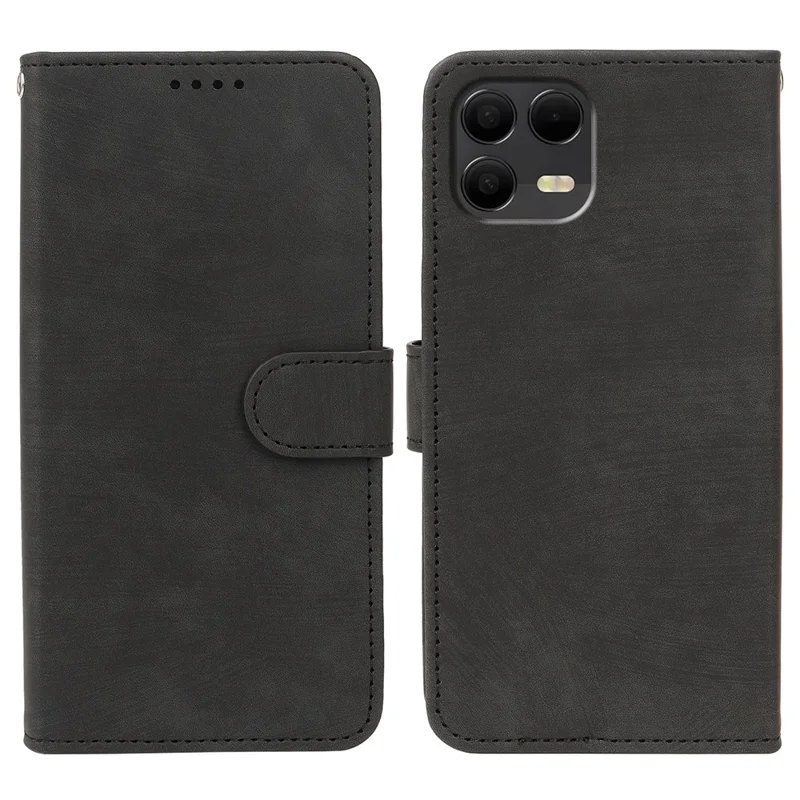 Capa Flip Wallet Revvl 8 Pro T-Mobile com Textura Listrada de Couro - Preta