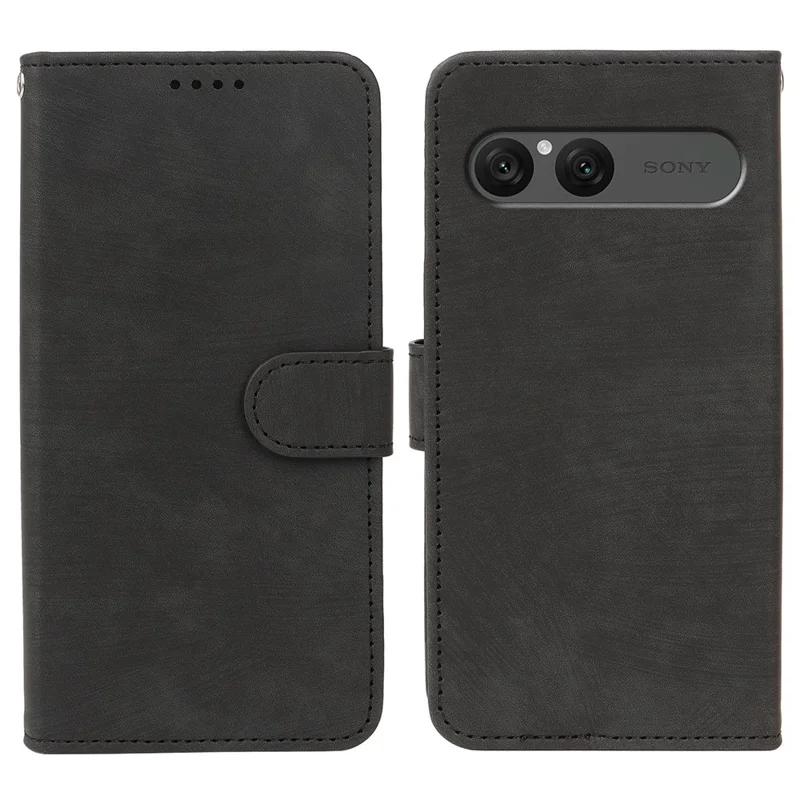 For Sony Xperia 10 VII Case Flip Wallet Striped Texture Leather Phone Cover - Black