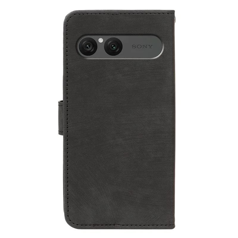 For Sony Xperia 10 VII Case Flip Wallet Striped Texture Leather Phone Cover - Black