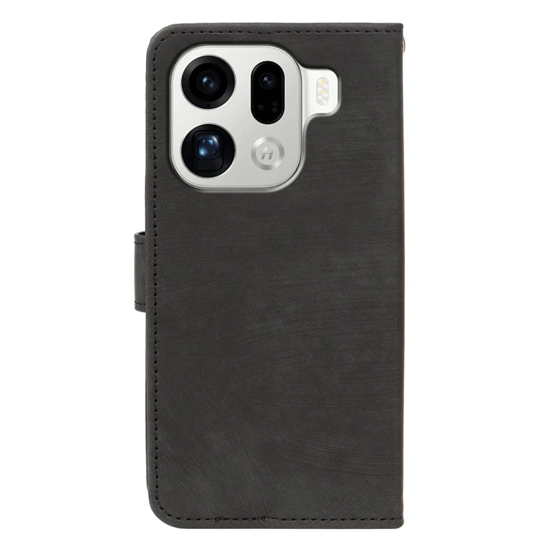 Capa Flip Wallet Striped Texture Leather Phone Cover - Preto para Oppo Find X9 Pro 5G