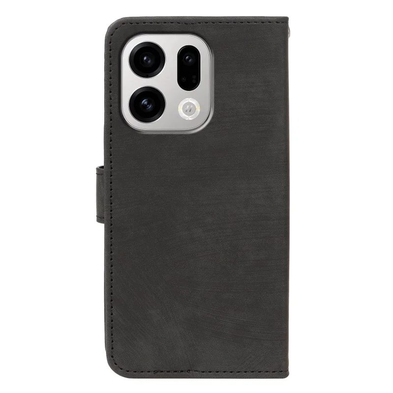 Capa Flip Wallet Striped Texture Leather Phone Cover - Preto para Oppo Find X9 5G