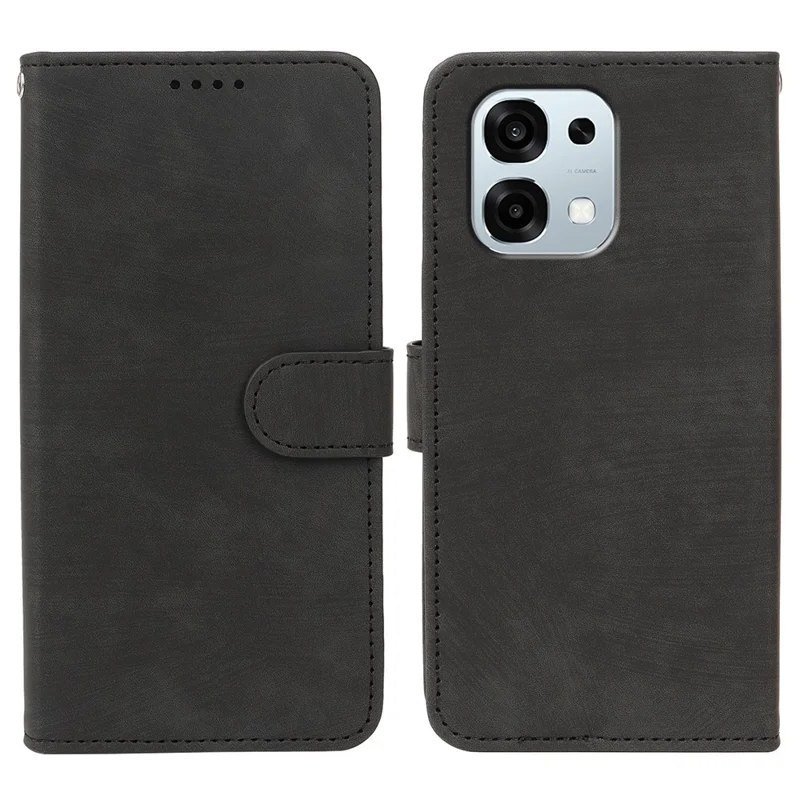 For Oppo A6 Pro 5G Case Flip Wallet Striped Texture Leather Phone Cover - Black