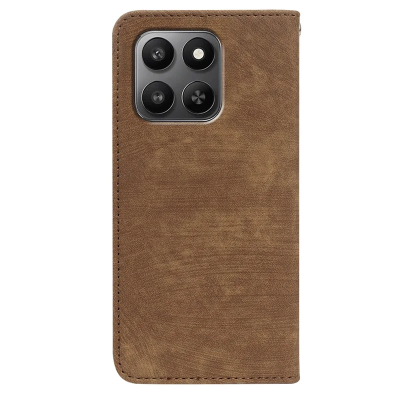 Leren hoesje voor Honor 400 Smart 5G / 400 Smart / X7d 4G / X7d 5G met sterke magnetische portemonneebeveiliging met gestreepte textuur - Bruin