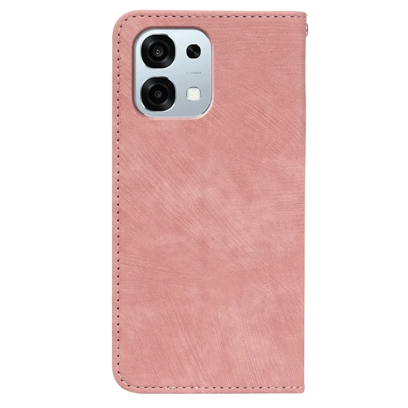 Oppo A6 Pro 5G hoesje met stevige magnetische leren portemonneebeugel met gestreepte textuur - Roségoud