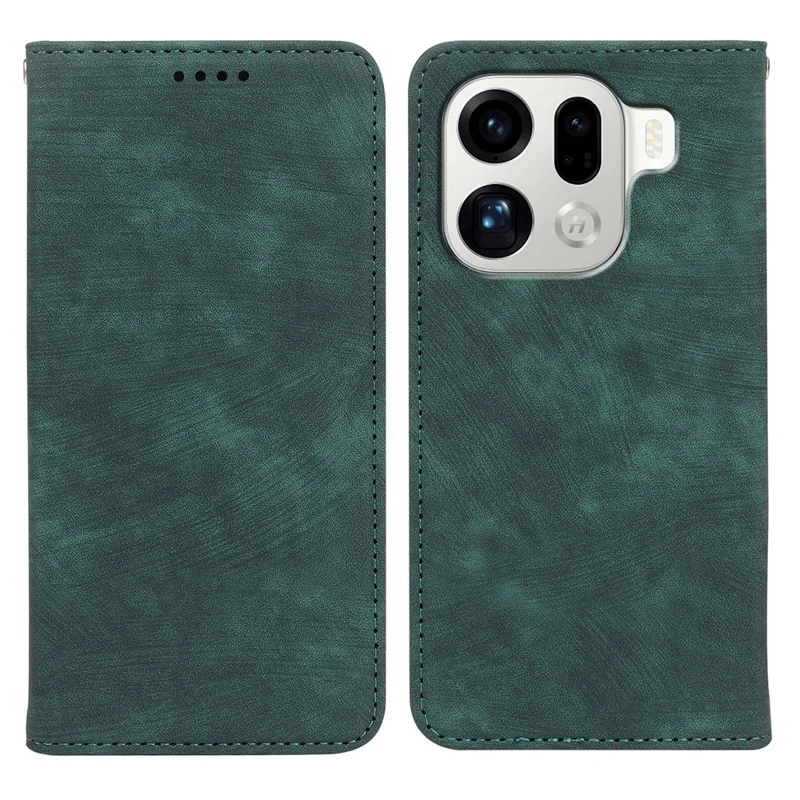 Voor Oppo Find X9 Pro 5G hoesje Stevige magnetische lederen portemonnee telefoonhoes met gestreepte textuur - Groen