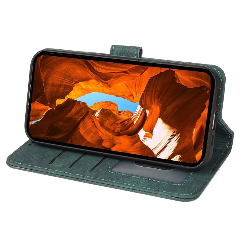 Voor Oppo Find X9 Pro 5G hoesje Stevige magnetische lederen portemonnee telefoonhoes met gestreepte textuur - Groen