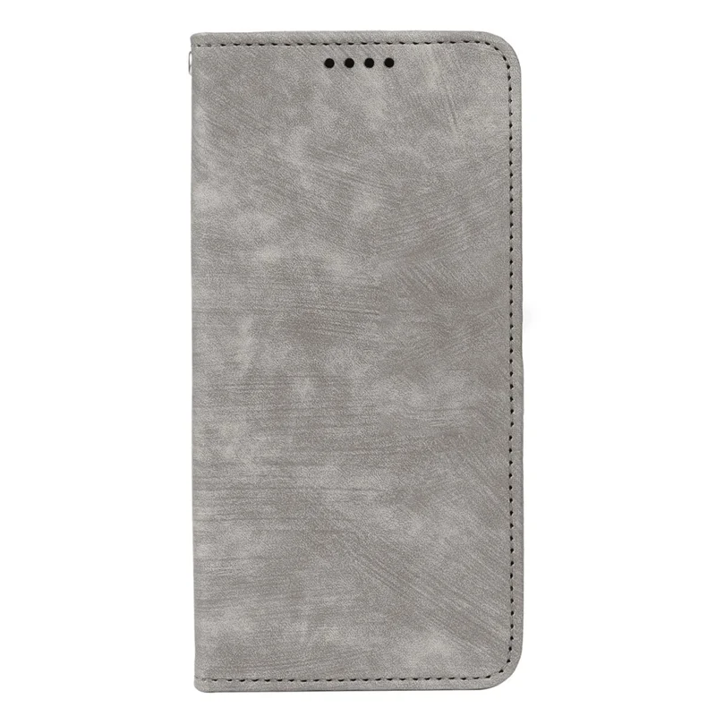 For T-Mobile Revvl 8 Pro Case Strong Magnetic Leather Wallet Phone Cover with Striped Texture - Grey