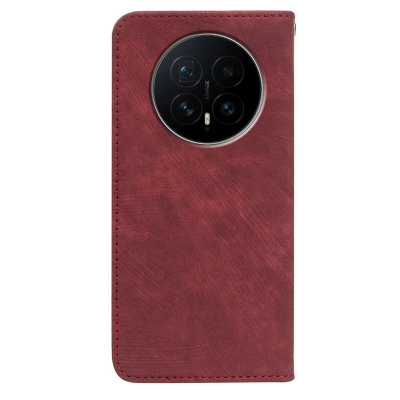 Per Honor Magic8 5G Case Strong Magnetic Leather Wallet Phone Cover con Texture a Righe - Rosso