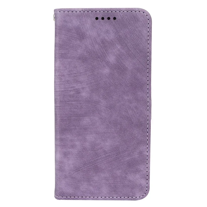 For Honor Magic8 Pro 5G Case Strong Magnetic Leather Wallet Phone Cover with Striped Texture - Purple