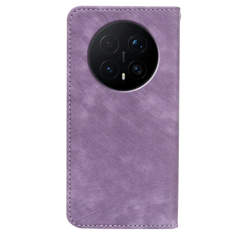 For Honor Magic8 Pro 5G Case Strong Magnetic Leather Wallet Phone Cover with Striped Texture - Purple