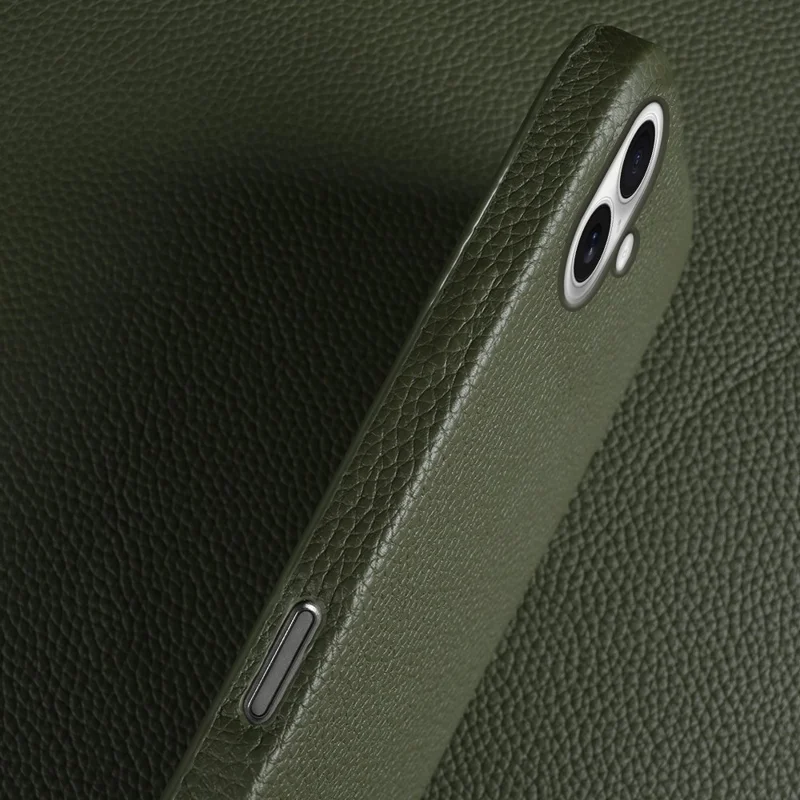 Custodia per iPhone 17 compatibile con MagSafe Texture Litchi Vera pelle di mucca + Custodia per telefono in PC - Arancione